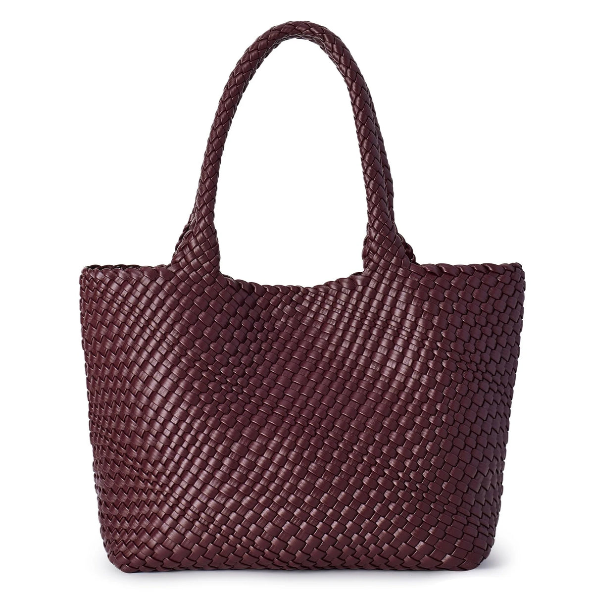 Large Woven Leather Tote Bag & Clutch Set
