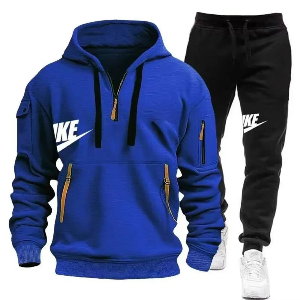 Warm Zippered Hoodie + Athletic Pants Set