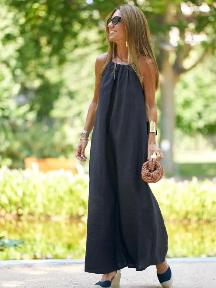 Cotton Simple Style Sleeveless Summer Dress