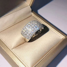 Huitan Paved Cubic Zirconia Sparkling Wide Ring