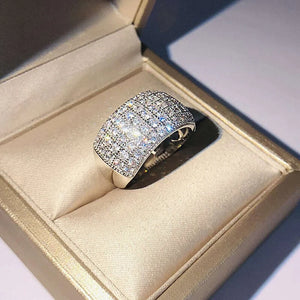 Huitan Paved Cubic Zirconia Sparkling Wide Ring