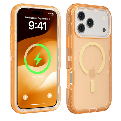 Rugged Shock Proof Magnetic Wireless Charging Clear Case for iPhone