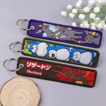Japanese Anime Embroidered Fob Jet Tag Keychain