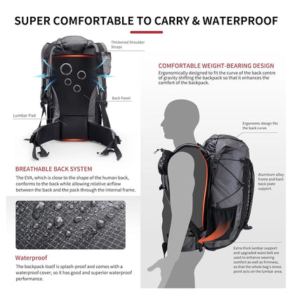 Naturehike Rock Series Lightweight Outdoor Hiking Backpack - 40L & 60+5L Camping Pack with Rain Cover