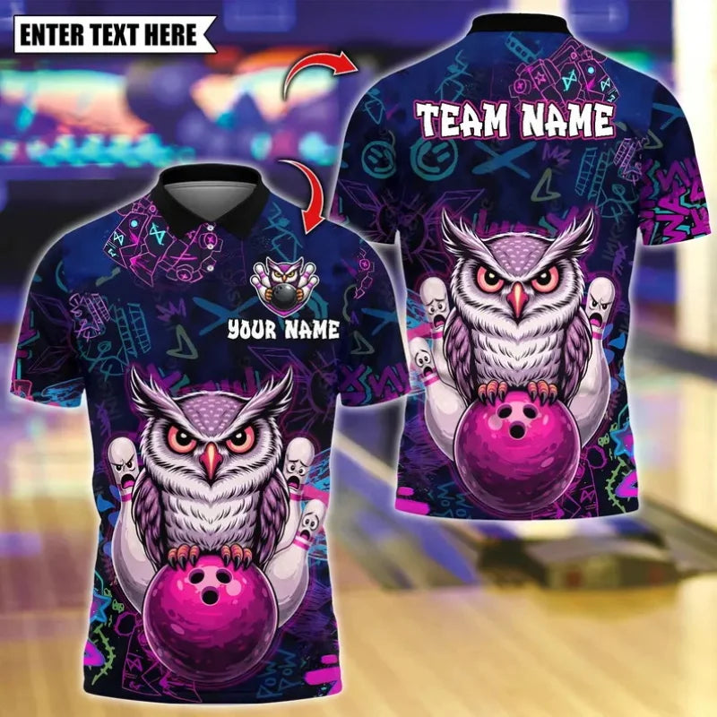 Men's Custom Name Tough Penguin Bowling Polo Shirt