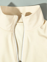 Two-Piece Set with Zipper Split Hem Top and Slim Fit Flare Pants