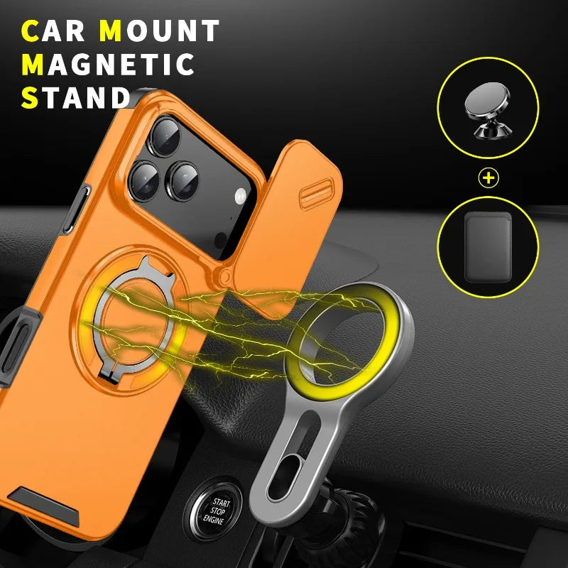 Heavy Duty Rugged Armor Magnetic Bracket Case For iPhone