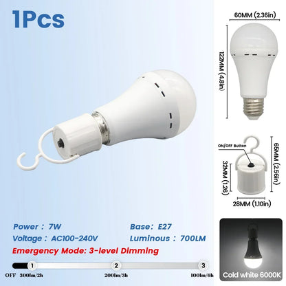 Rechargeable Emergency LED Light Bulb E27 – 1500mAh Power Outage Battery Backup Lamp