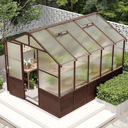 Walk-In Wooden Greenhouse with 6mm Twin-Wall Polycarbonate Panels