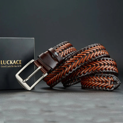 LUCKACE Genuine Leather Belt With Alloy Buckle