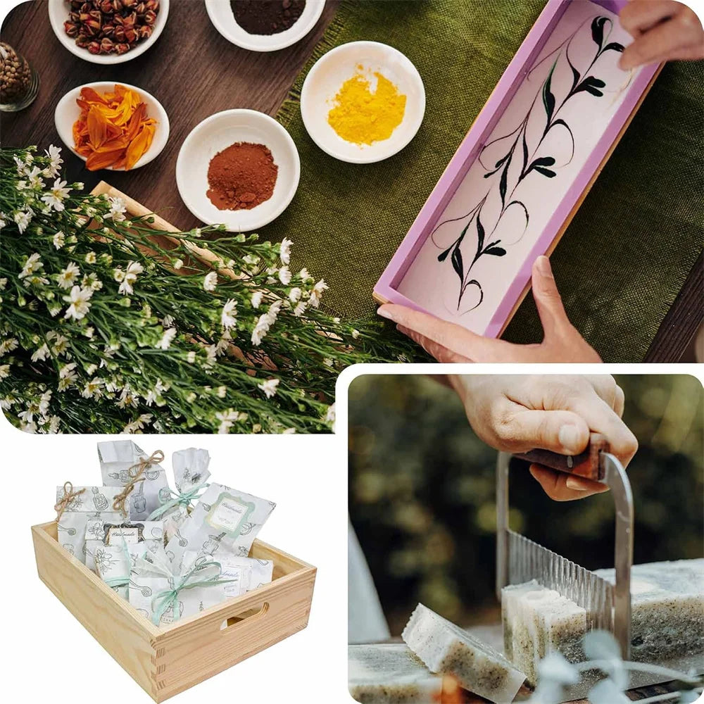 DIY Handmade Silicone Soap Making Kit with Wood Box & Cutters