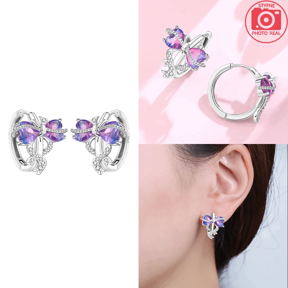 925 Sterling Silver Dancing Bee Hoop Earrings – Cute Enamel Zircon Jewelry