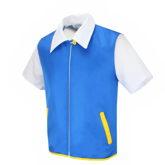 Ash Ketchum Cosplay Costume Set – Anime Trainer Outfit with Jacket, Cap & Gloves for Halloween & Cosplay Events