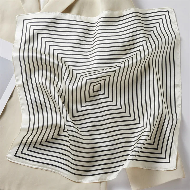 VISUAL AXLES 100% Mulberry Silk Striped Square Scarf (21" x 21")