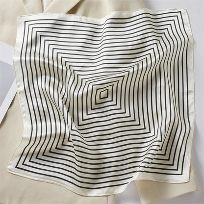 VISUAL AXLES 100% Mulberry Silk Striped Square Scarf (21" x 21")