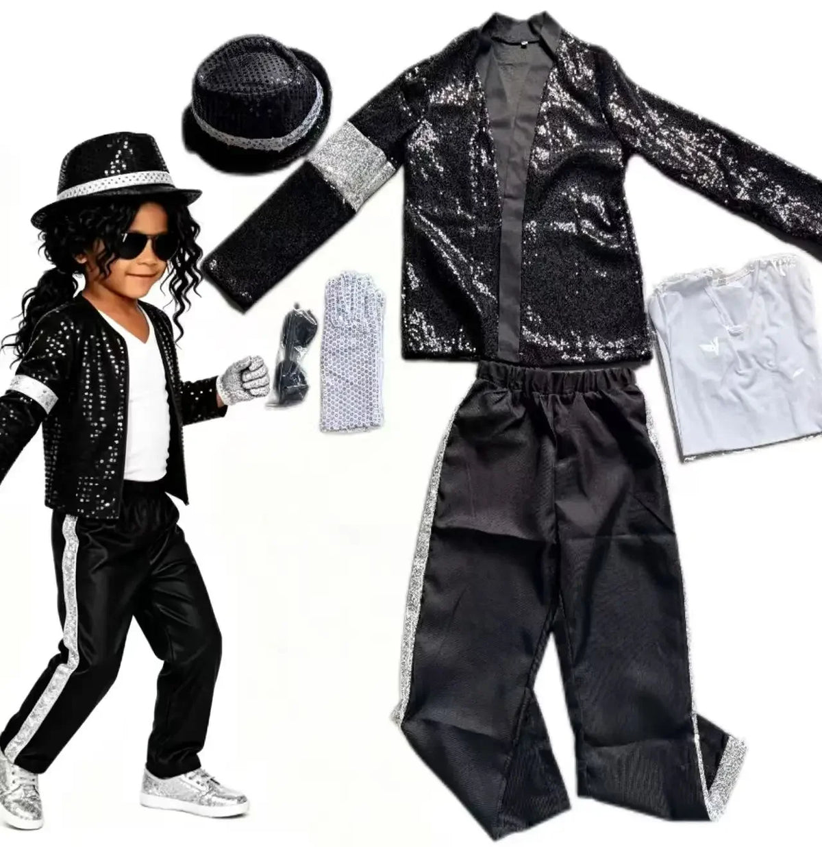 Boys' Michael Jackson Red Leather Jacket & Pants Set 