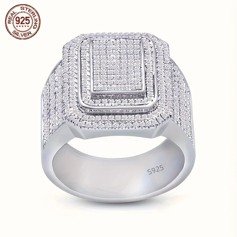 Brilliant 925 Sterling Silver Cluster Micro zircon Ring
