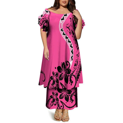 Women’s Plus Size Bohemian Floral Print Maxi Dress – Casual O-Neck Ankle-Length Dress