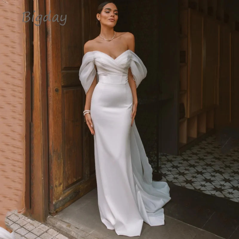Elegant Mermaid Off The Shoulder Open Back Bridal Gown