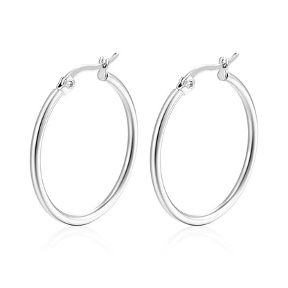 Classic Stainless Steel Big Hoop Earrings – Lightweight Round Circle Jewelry (30-80mm)