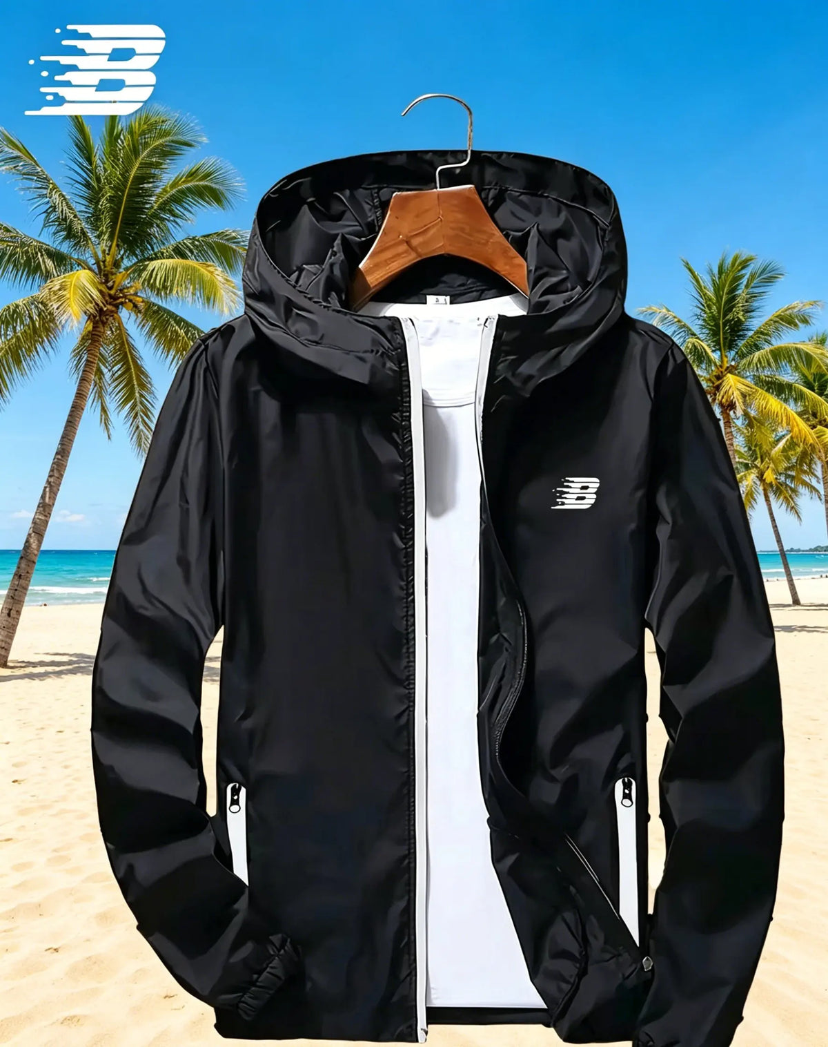Men's Lightweight Hooded Windbreaker Jacket