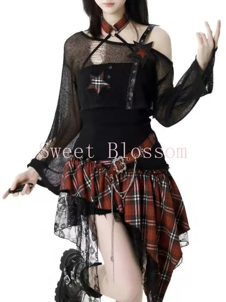 Hot Fashion 2-Pce  Blouse + Chic Irregular Dress