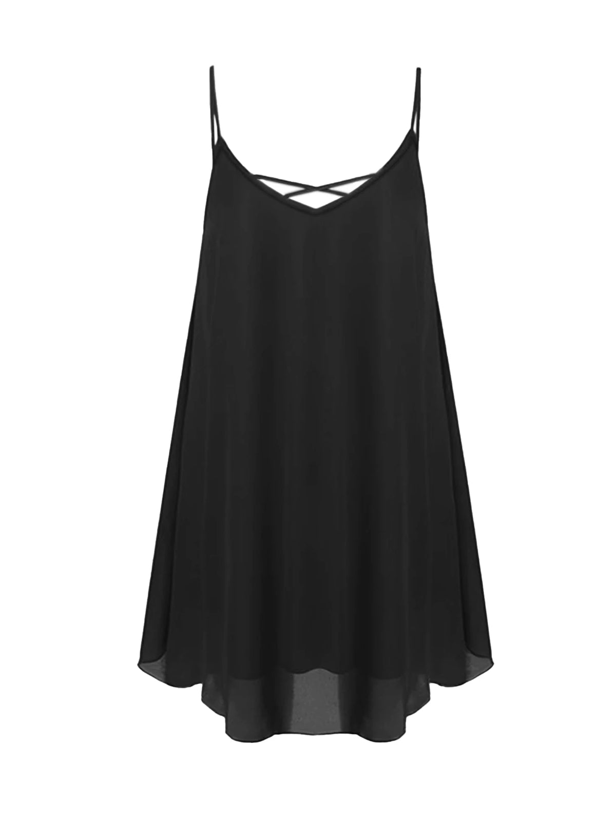 Women's Plus Size V-Neck Asymmetric Hem Spaghetti Strap Cami Dress