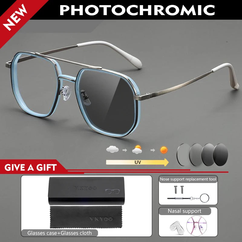 Retro Aviator Anti-Blue Light Glasses with Custom Reading Lenses