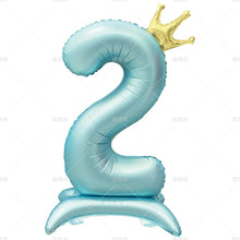42" Colored Number Stand Foil Balloons with Crown Figures