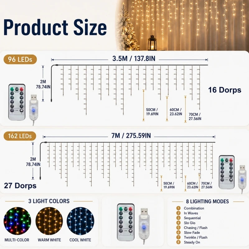 8 Modes USB Popsicle LED String Lights