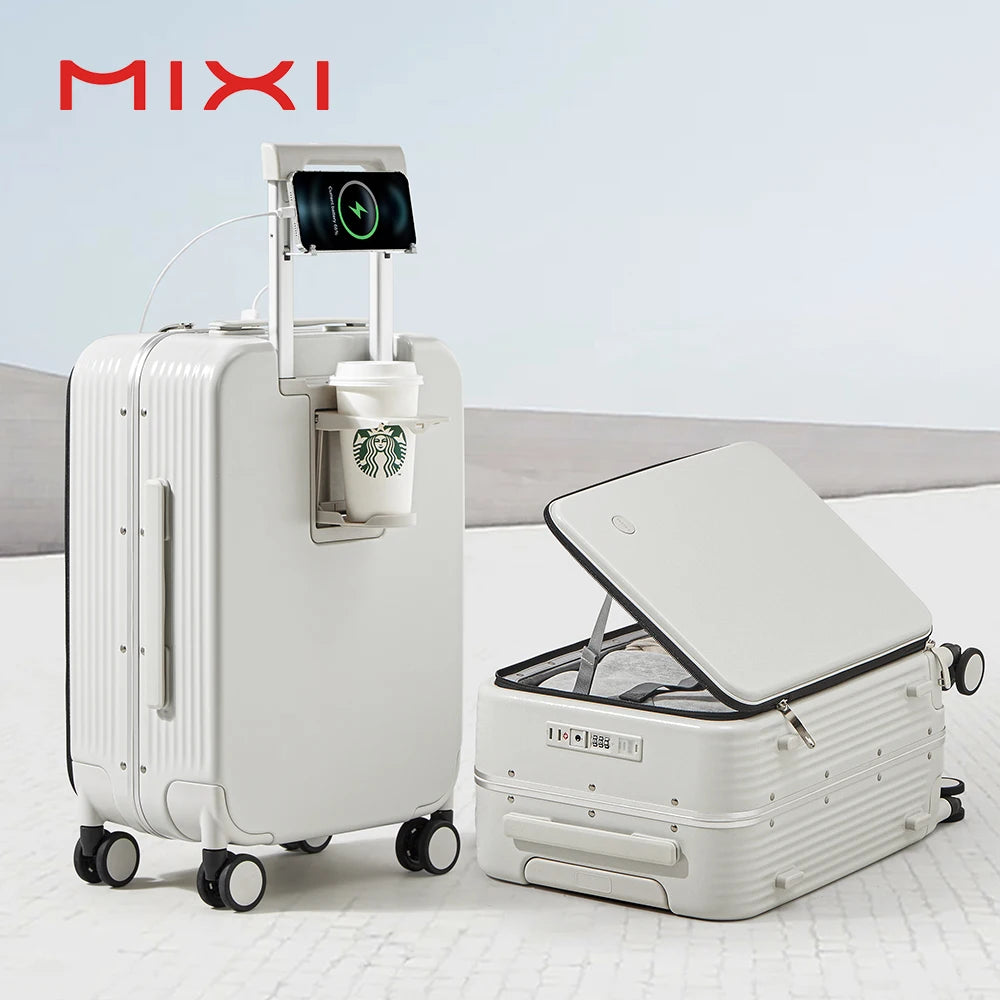 Aluminum Frame Rolling Luggage with USB Portand Phone Holder