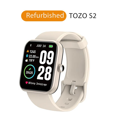 Refurbished TOZO S2 Smartwatch – 5ATM Waterproof Fitness Tracker with Alexa Built-In, Heart Rate & Sleep Monitor