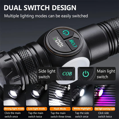 Ultra-Bright White Laser LED Tactical Flashlight with COB Side Light