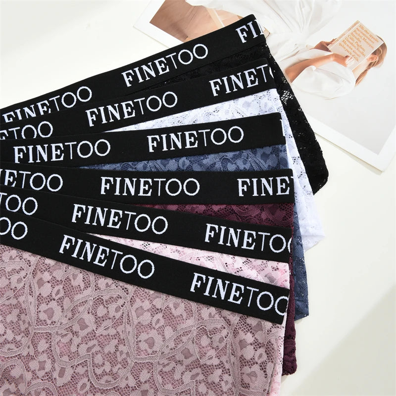 FINETOO Women's Lace Boyshort Panties Set - High-Waist Transparent Mesh Briefs