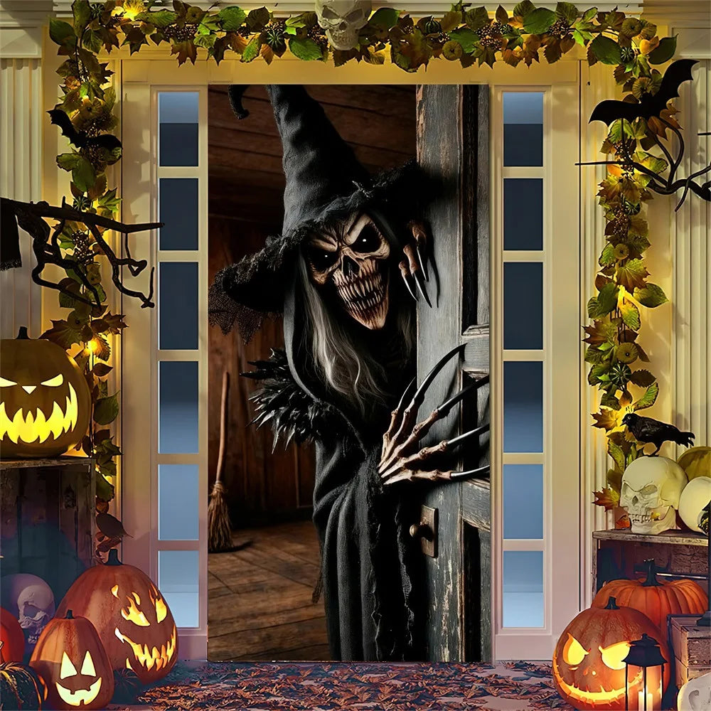 Spooky Ghostly Clown Door Curtain Backdrop