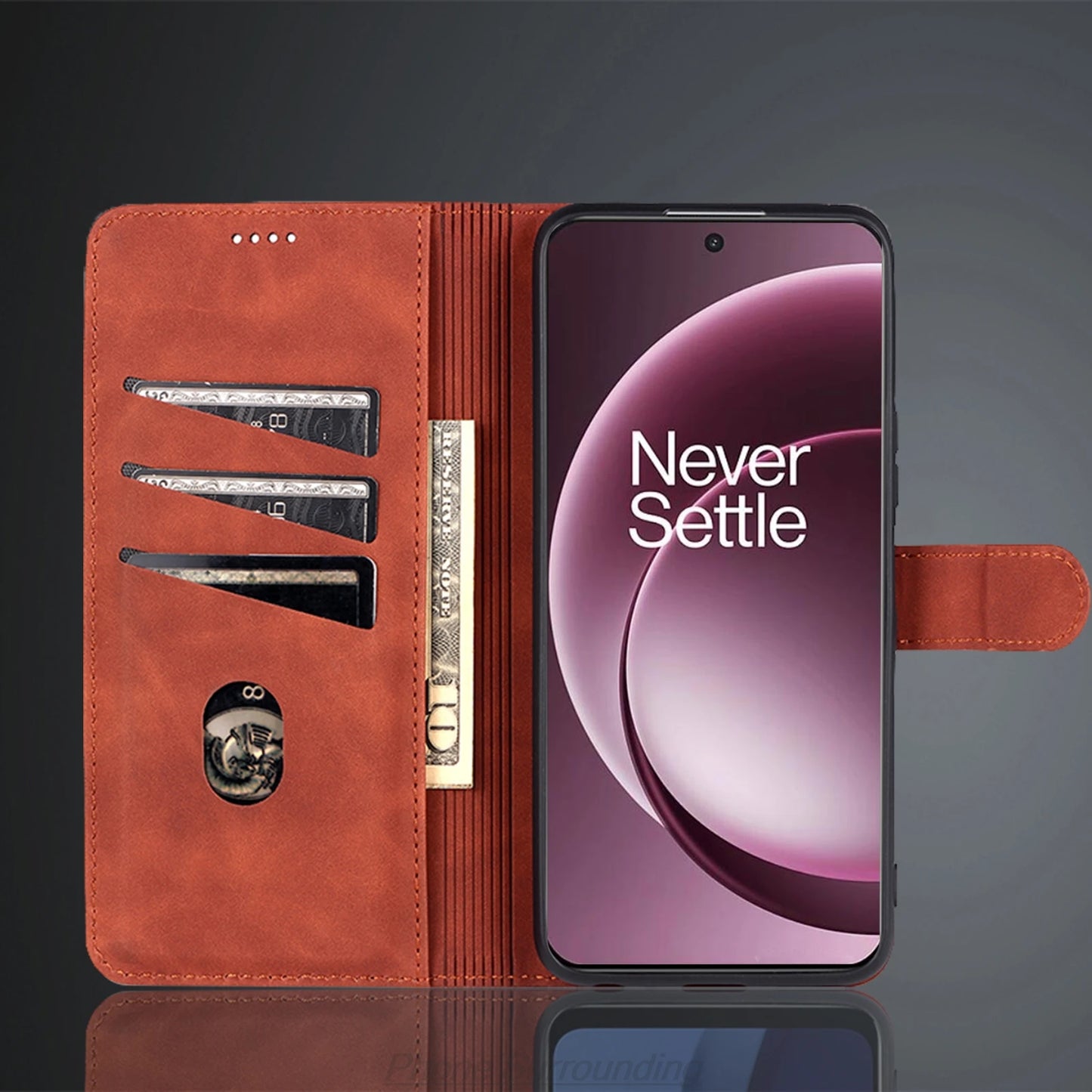Faux Leather Card Holder Flip Wallet Case for OnePlus 15 – Shockproof Cover with Lanyard & Optional Screen Protector