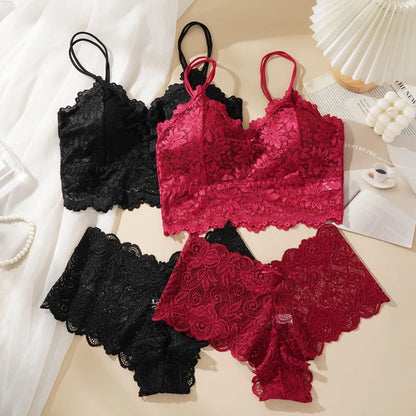 Women’s Floral Lace Wireless Bralette & Panty Set