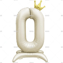 42" Colored Number Stand Foil Balloons with Crown Figures