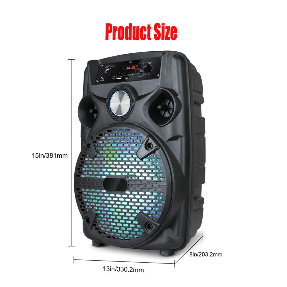 1100W Portable Bluetooth Party Speaker with 8" Subwoofer, Tripod Stand & Microphone