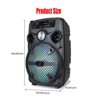 1100W Portable Bluetooth Party Speaker with 8" Subwoofer, Tripod Stand & Microphone
