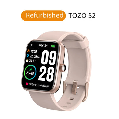 Refurbished TOZO S2 Smartwatch – 5ATM Waterproof Fitness Tracker with Alexa Built-In, Heart Rate & Sleep Monitor