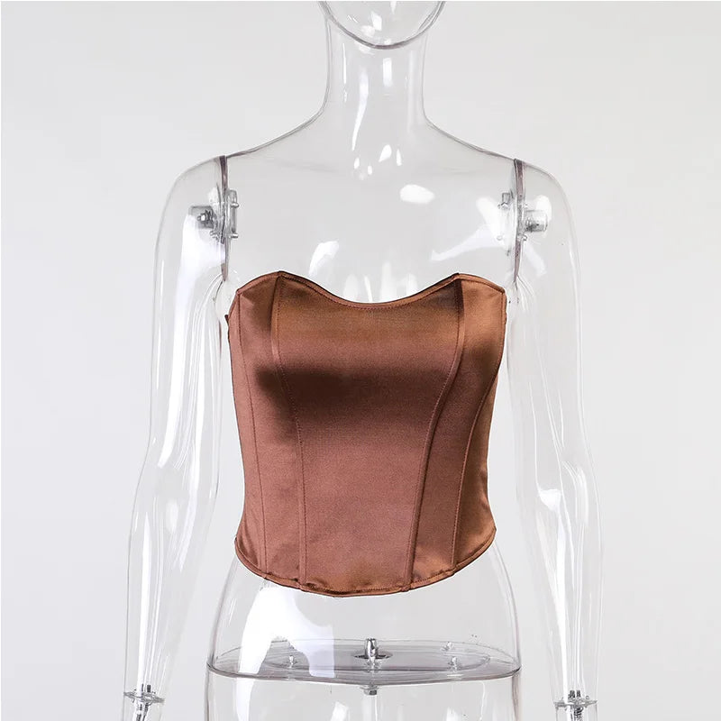 Women’s Strapless Satin Corset Tube Top