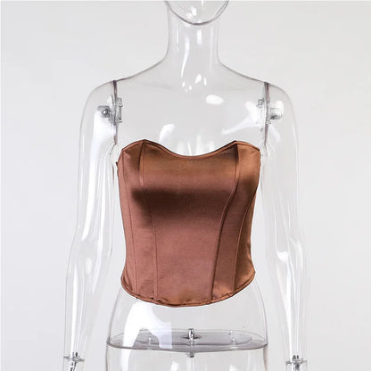 Women’s Strapless Satin Corset Tube Top