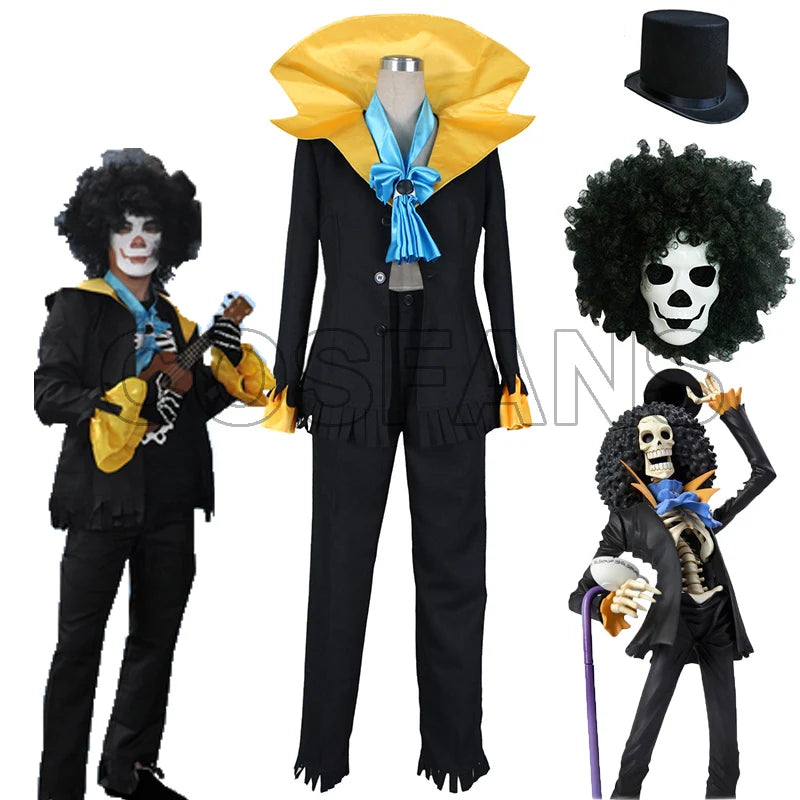 Anime One Piece Brook Cosplay Costume Set