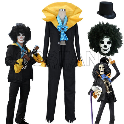 Anime One Piece Brook Cosplay Costume Set