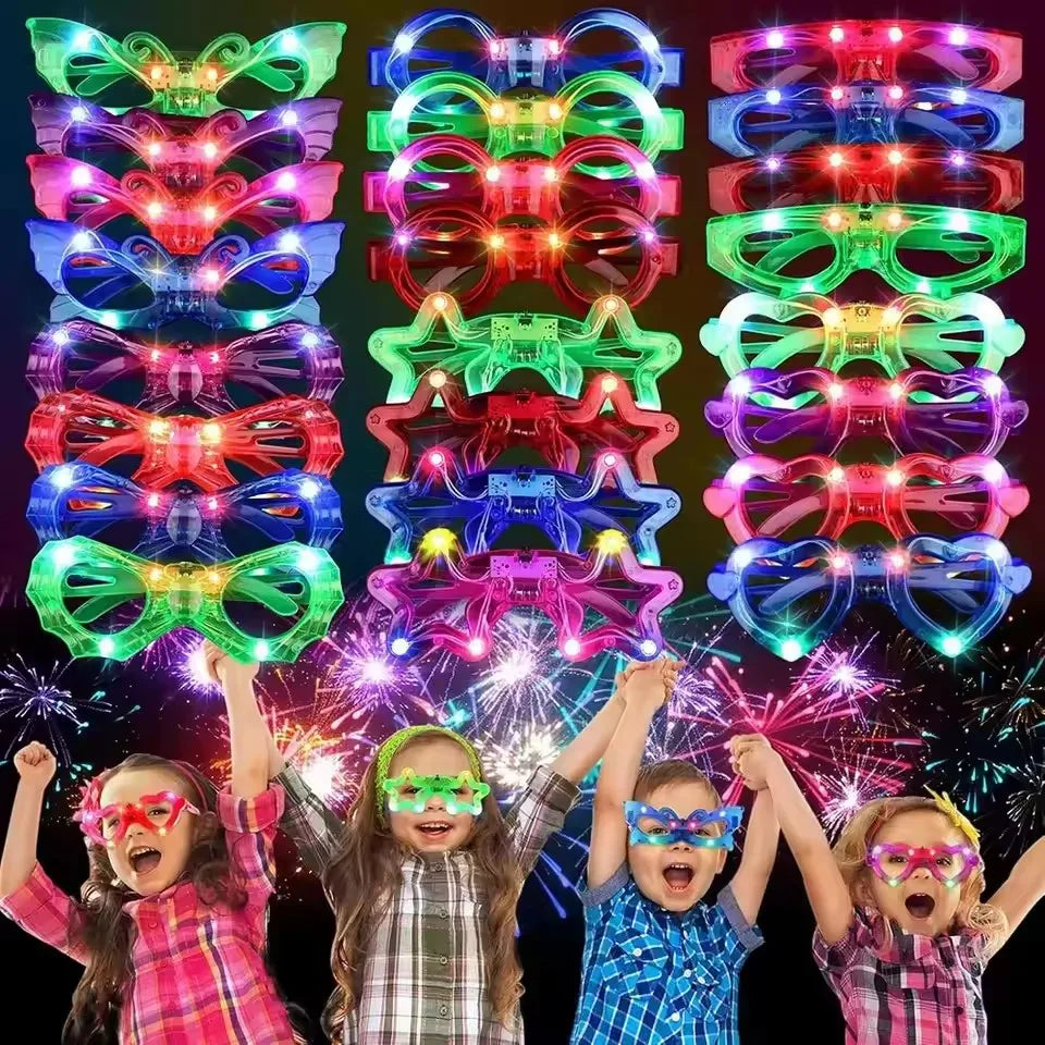 6-Pack LED Light-Up Party Glasses with Flashing Glow Shapes for Halloween & Birthdays