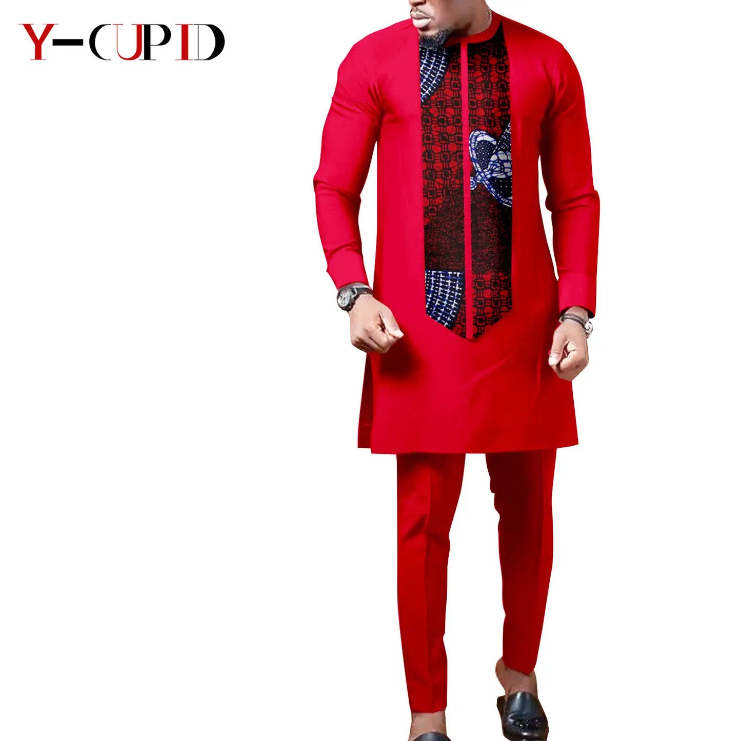 African Print Matching Couple Outfits Men's Dashiki Shirt Set & Women's Dress