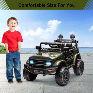 12V Ride On Truck with Remote Control Spring Suspension Bluetooth Connectivity and Led Lights