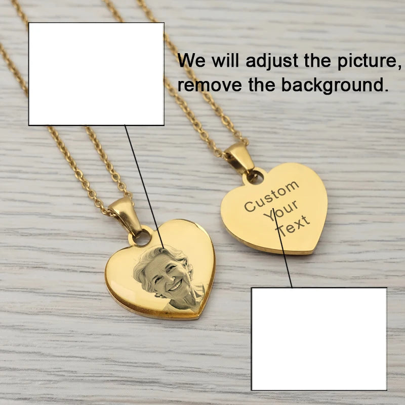 Picture Personalized Photo Love Heart Projection Pendant Necklace