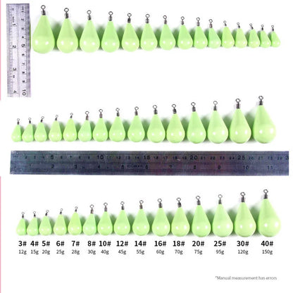 Luminous Olive-Shaped Water Drop Fishing Sinkers (12g-150g)